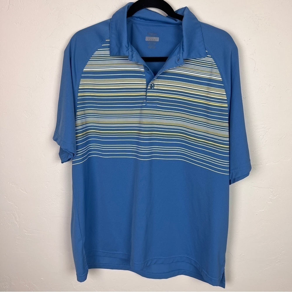 Reebok golf polo blue stripes large